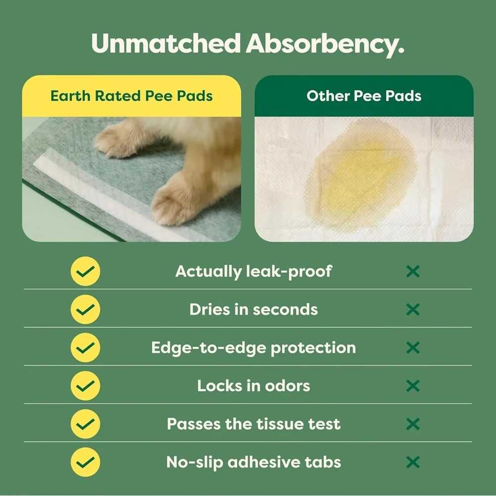 Earth Rated 3-in-1 Max Absorbency Puppy Pee Pads Large, 22 x 23 Inches, 7 Count